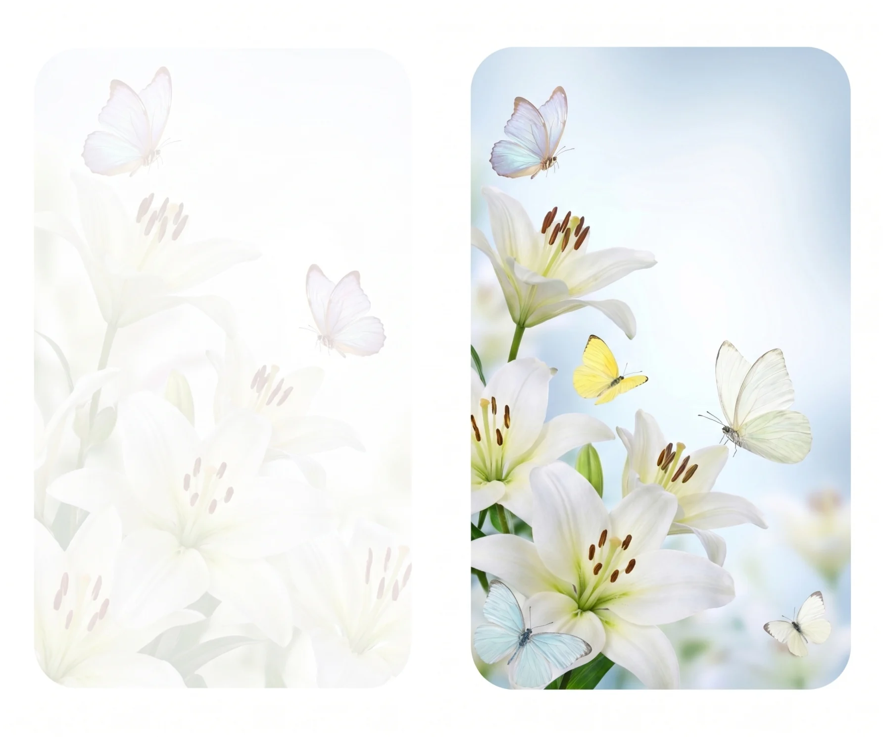 White Lilies & Butterflies personalised memorial card design
